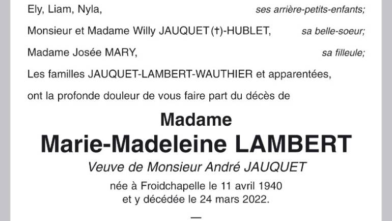 Marie-Madeleine LAMBERT