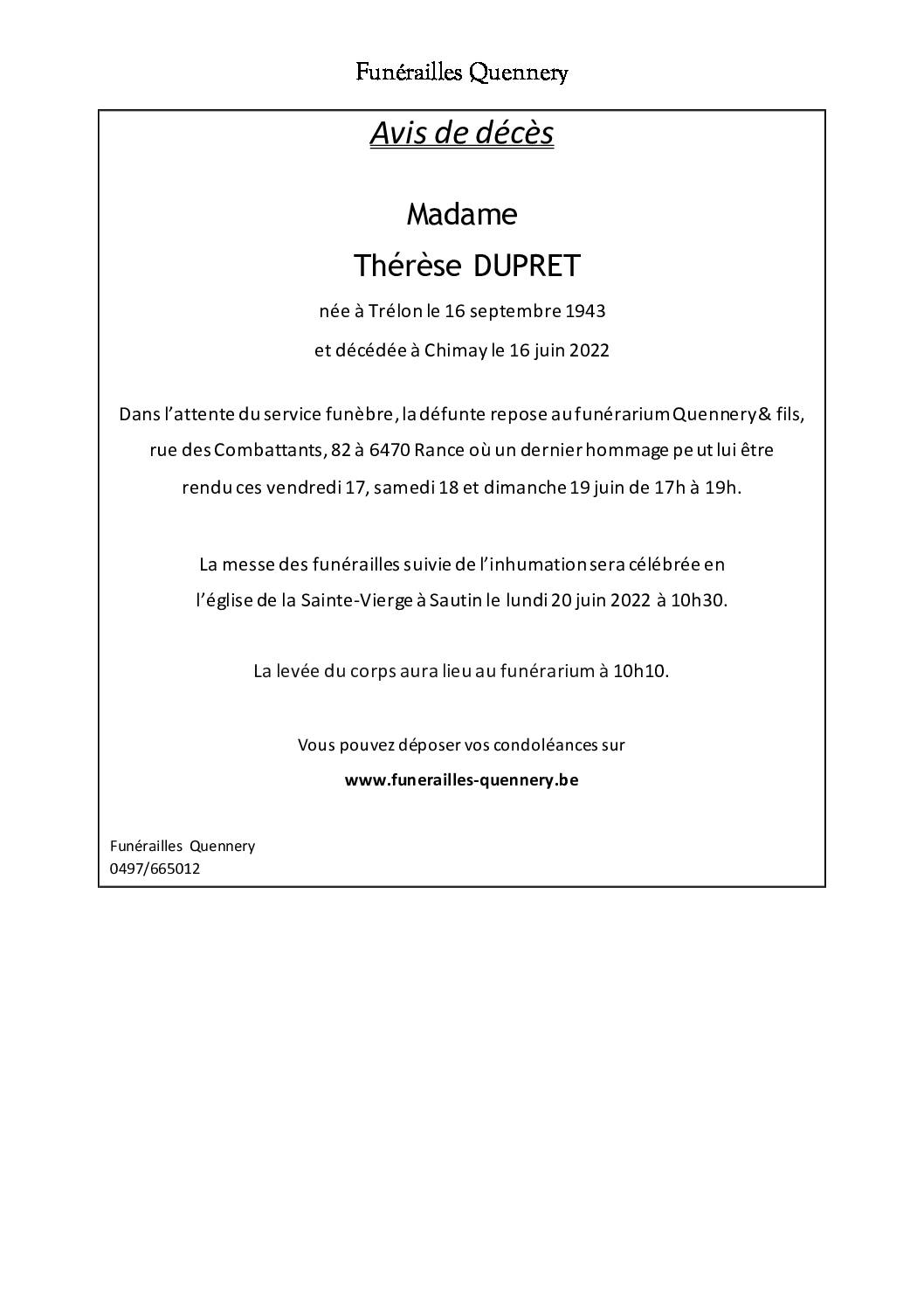 Thérèse DUPRET